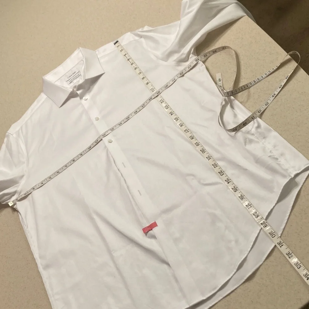Calvin Klein White Dress Shirt Men's Size 17.5/34-35 XL - Picture 7 of 9